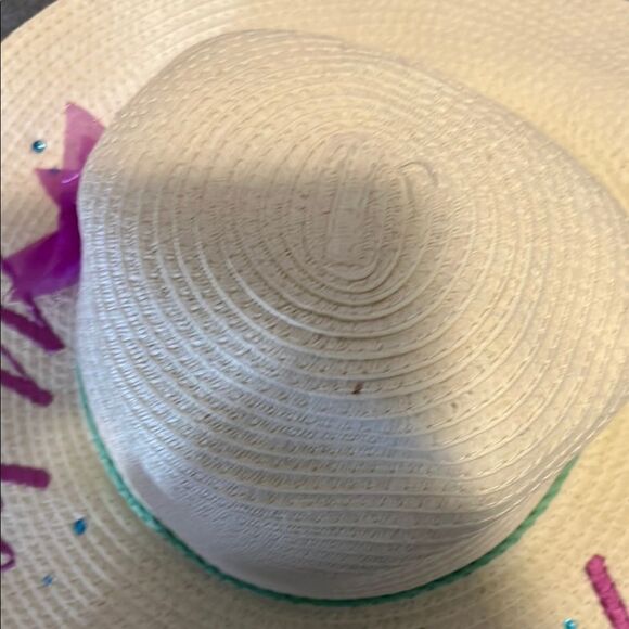 Cream Sun Hat with Pink and Purple Accents - Picture 7 of 10